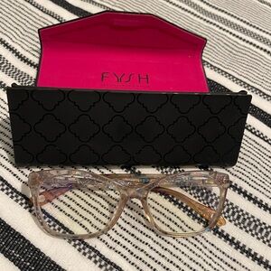 UK FYSH Clear Iridescent Prescription Eyeglass Frames Used Condition with Case